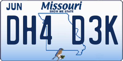 MO license plate DH4D3K