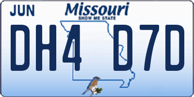 MO license plate DH4D7D