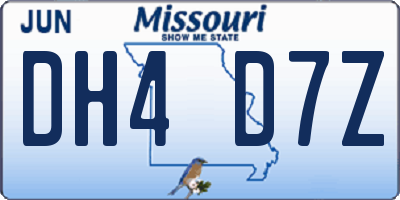 MO license plate DH4D7Z