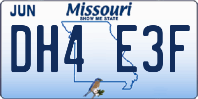 MO license plate DH4E3F