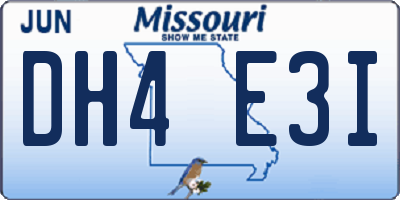 MO license plate DH4E3I