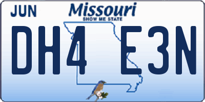 MO license plate DH4E3N