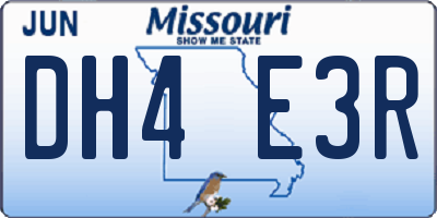 MO license plate DH4E3R