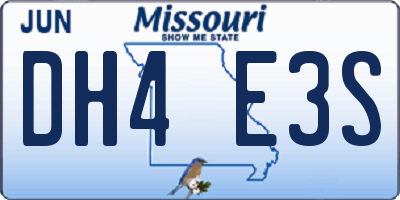 MO license plate DH4E3S