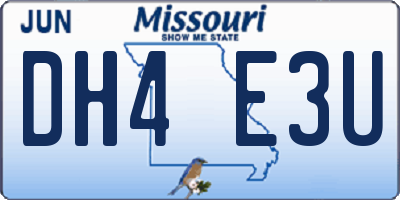 MO license plate DH4E3U