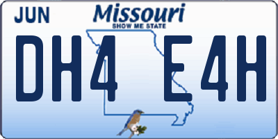 MO license plate DH4E4H