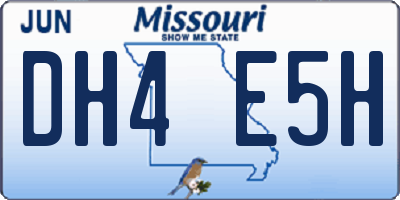 MO license plate DH4E5H