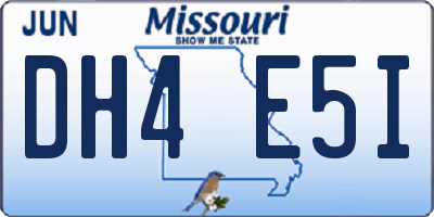 MO license plate DH4E5I