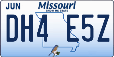 MO license plate DH4E5Z
