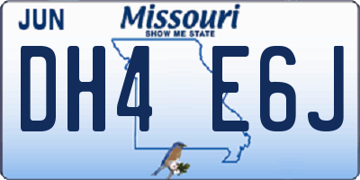 MO license plate DH4E6J