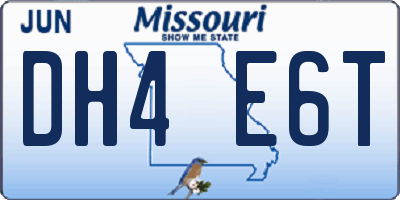 MO license plate DH4E6T