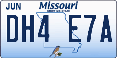MO license plate DH4E7A