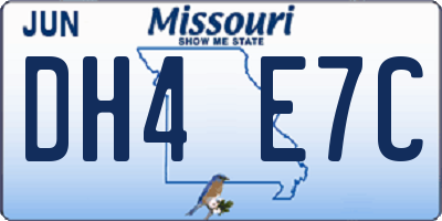 MO license plate DH4E7C
