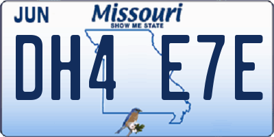 MO license plate DH4E7E