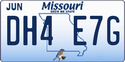 MO license plate DH4E7G
