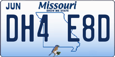 MO license plate DH4E8D
