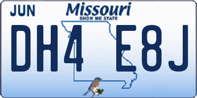 MO license plate DH4E8J