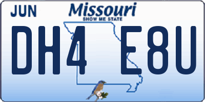 MO license plate DH4E8U
