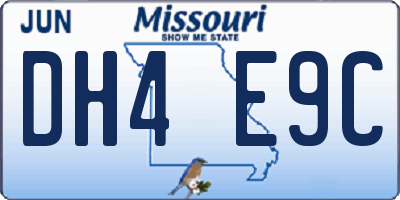 MO license plate DH4E9C