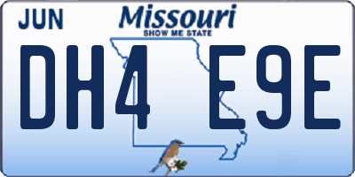 MO license plate DH4E9E