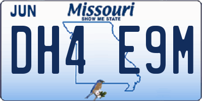 MO license plate DH4E9M