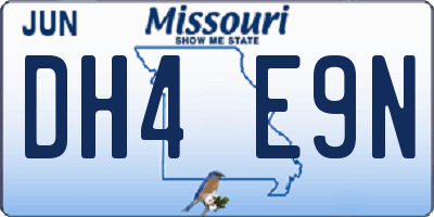 MO license plate DH4E9N
