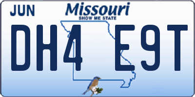 MO license plate DH4E9T