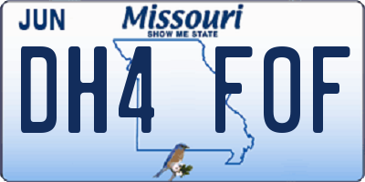 MO license plate DH4F0F