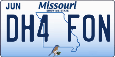 MO license plate DH4F0N