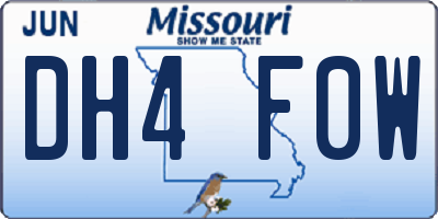 MO license plate DH4F0W