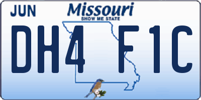 MO license plate DH4F1C