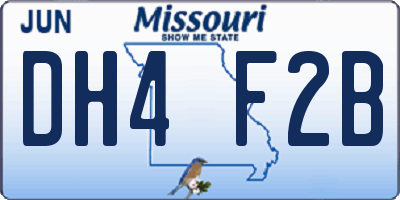 MO license plate DH4F2B