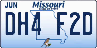 MO license plate DH4F2D