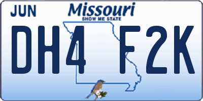 MO license plate DH4F2K