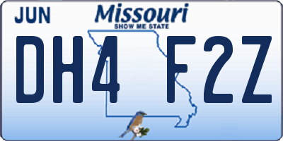MO license plate DH4F2Z