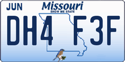 MO license plate DH4F3F