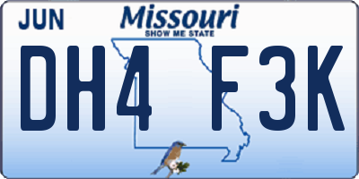 MO license plate DH4F3K
