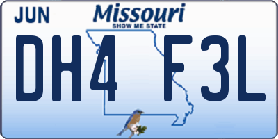 MO license plate DH4F3L