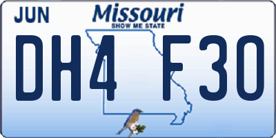 MO license plate DH4F3O