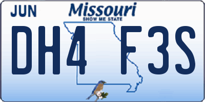 MO license plate DH4F3S
