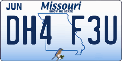 MO license plate DH4F3U