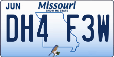 MO license plate DH4F3W