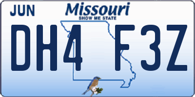 MO license plate DH4F3Z