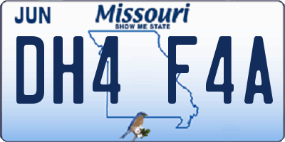 MO license plate DH4F4A