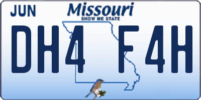 MO license plate DH4F4H