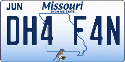 MO license plate DH4F4N