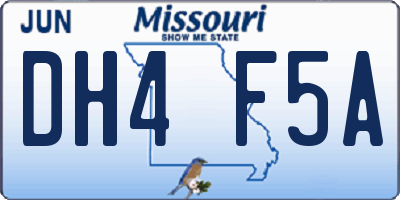 MO license plate DH4F5A