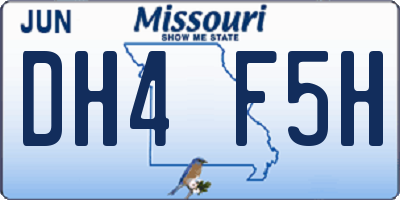 MO license plate DH4F5H