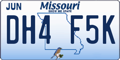 MO license plate DH4F5K