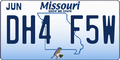 MO license plate DH4F5W